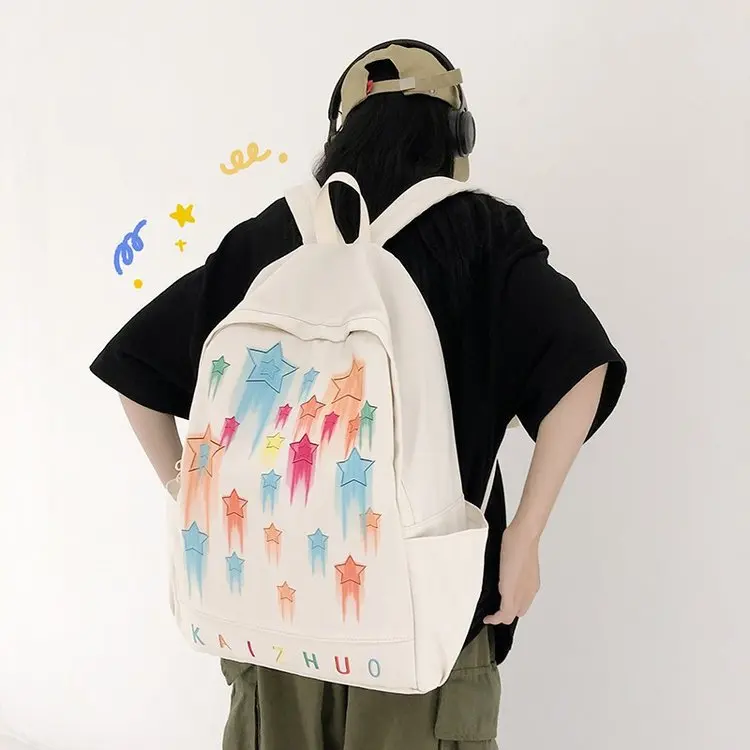  Персонализированный модный рюкзак для девочек Японские старшеклассники Школьная сумка со звездной печатью Дорожные рюкзаки большой емкости