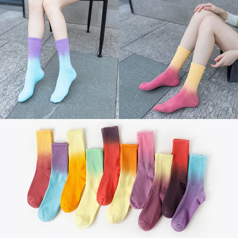 Модные носки тай-дай для мужчин и женщин из чистого хлопка новые носки