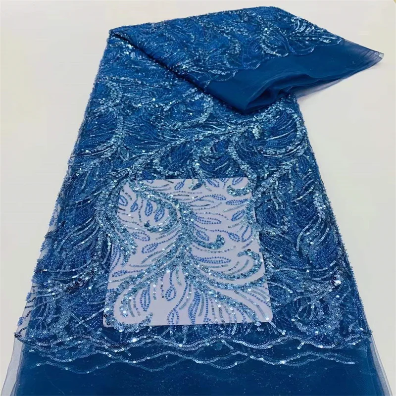  Африканские пайетки Кружевная ткань 2024 Высококачественная кружевная французская кружевная ткань Шитье нигерийских кружевных тканей для платья ess