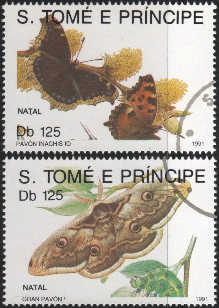 2Pcs/Set Почтовые марки Сан-Томе и Принсипи 1991 г. Почтовые марки с маркировкой бабочек для коллекционирования