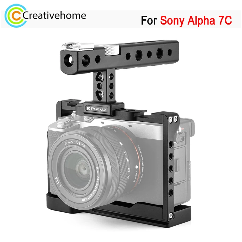  Клетка для видеокамеры PULUZ для камеры Sony Alpha 7C / ILCE-7C / A7C Рама установки для кинопроизводства из алюминиевого сплава с ручкой