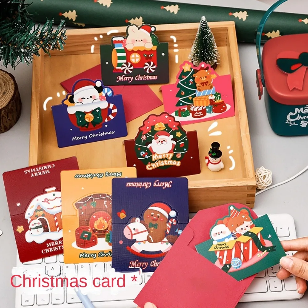  Трехмерные рождественские поздравительные открытки Складная бумага для печати Рождественская маленькая открытка Рождественская подарочная карта