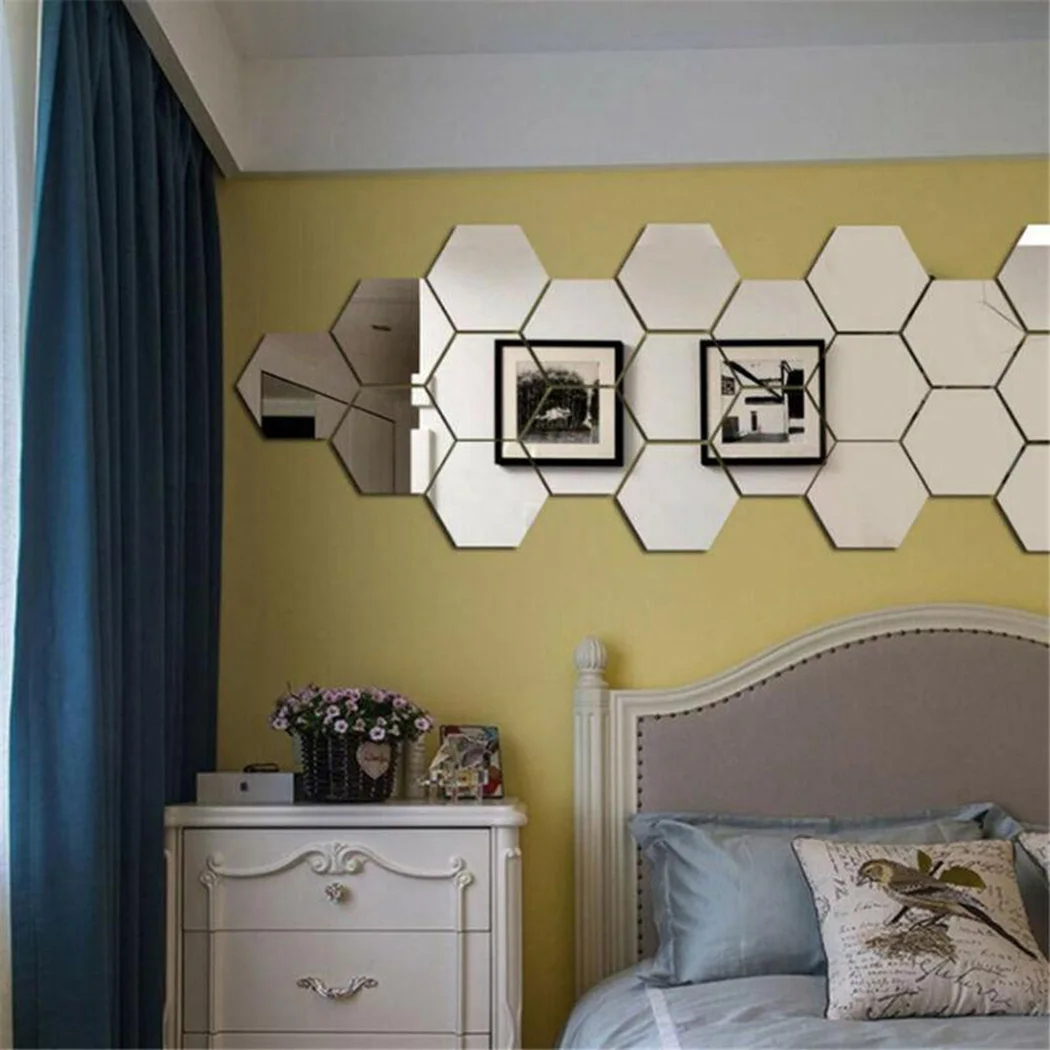 Украсьте свое жилое пространство высококачественной 3D-зеркальной плиткой Мозаичные настенные наклейки Самоклеящиеся и долговечные