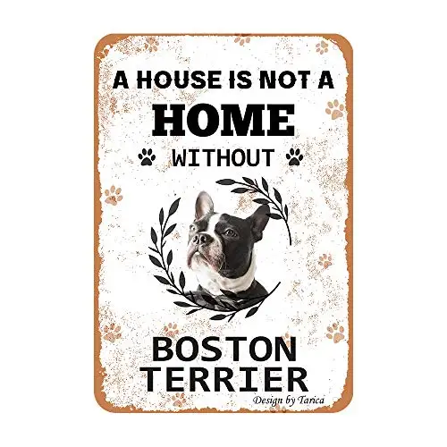 Дом - это не дом без бостонского терьера, железный плакат, живопись, жестяная вывеска, винтажный настенный декор для кафе, бара, паба, домашнего пива